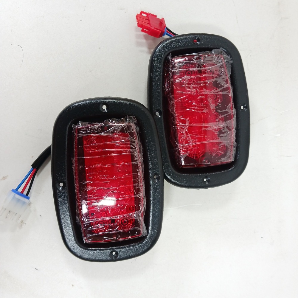 Universal Red LED Golf Cart Tail Lights Pair 12V Flush Mount 5.5x4 Inch Bezel
